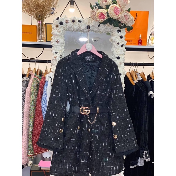 Áo khoác dạ tweed siêu sang chảnh