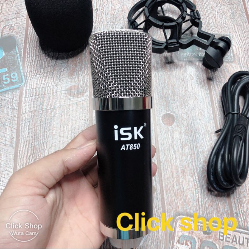 bộ mic thu âm ISK AT850 sound card k10 2020 đời mới đã có dây livestream kèm theo và chân màng