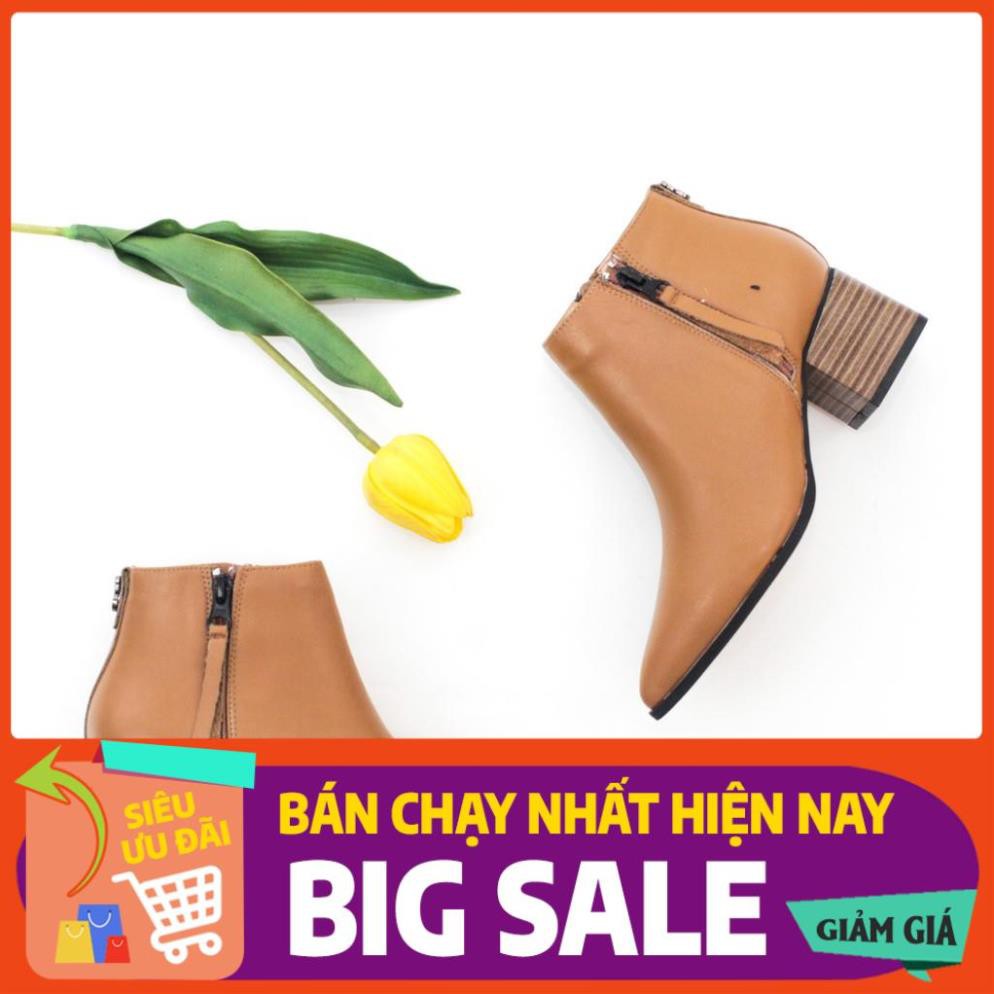 HOT Giày Boot Cao Gót 5cm Đế Vuông Gỗ Da Bò Thật Pixie X388 . . ĐẸP ' #