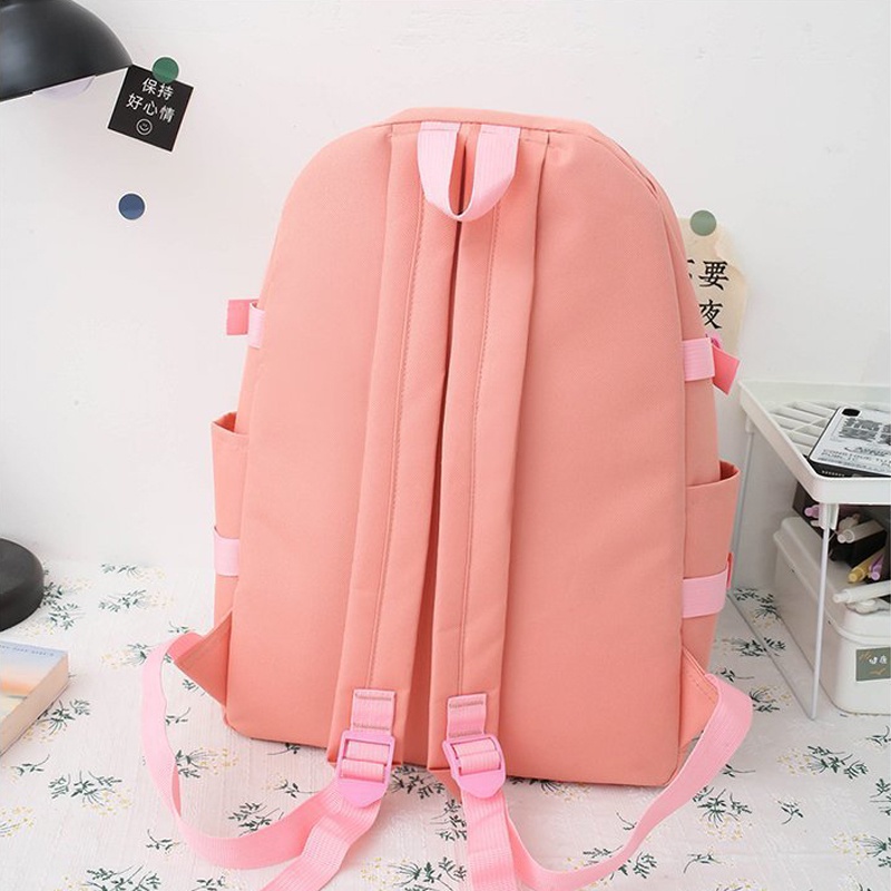 Set 4 Balo Túi Xách Ví Canvas Họa Tiết Dễ Thương Cho Nữ