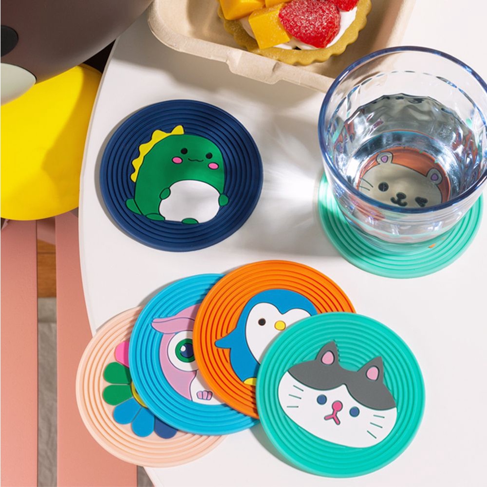 Miếng lót ly tách silicone chịu nhiệt thiết kế hoạt hình đáng yêu