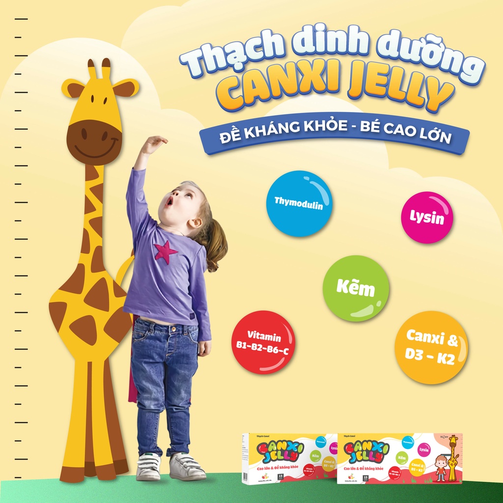 Thạch dinh dưỡng CANXI JELLY Bicare tăng chiều cao, tăng sức đề kháng, ăn ngon cho bé