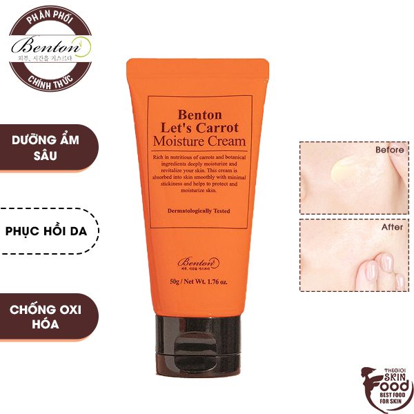 Kem Dưỡng Phục Hồi Da Chiết Xuất Cà Rốt Benton Let's Carrot Moisture Cream 50g