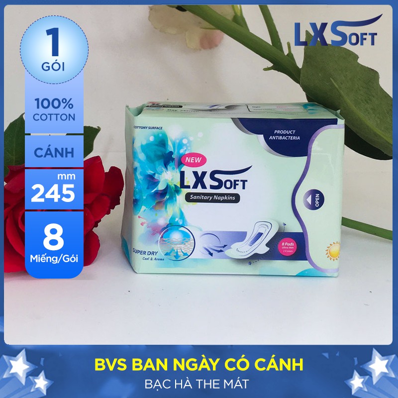 Băng vệ sinh LXSoft ban ngày có cánh 245mm👸BẠC HÀ THE MÁT👸Khử mùi tuyệt đối