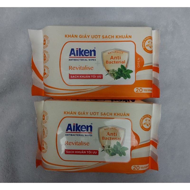 Khăn giấy ướt sạch khuẩn Aiken 20 tờ/bịch