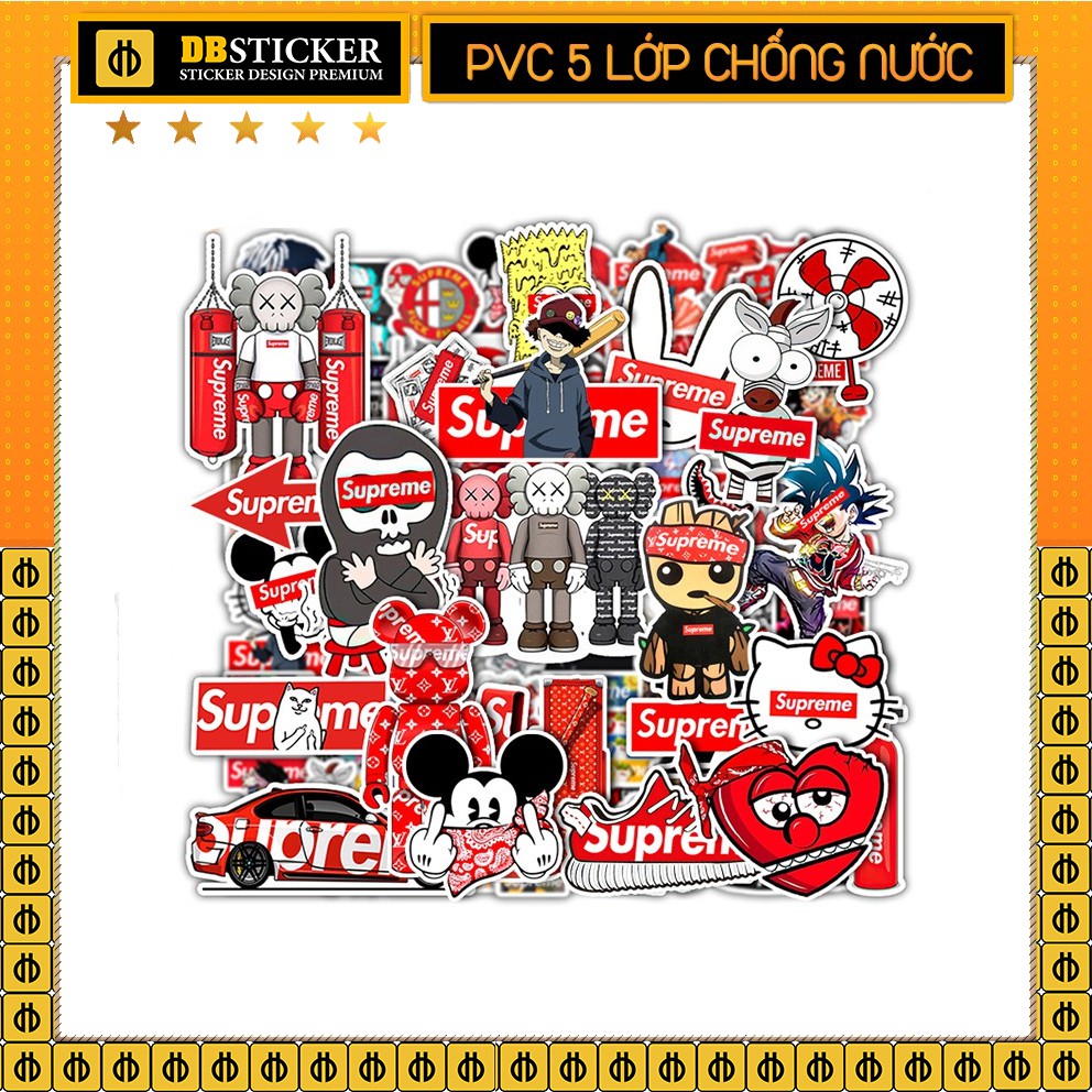 Set Sticker Chủ Đề Superme | Sticker Chống Bay Màu, Chống Nước, Sticker Dán [Mã D