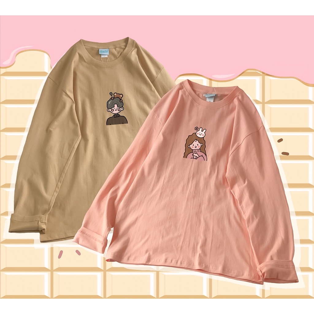 Áo thun dài tay MEANSTORE phông Unisex nam nữ tee oversize form rộng pull Ulzzang Hàn Quốc vải mềm - Hình in CẶP ĐÔI