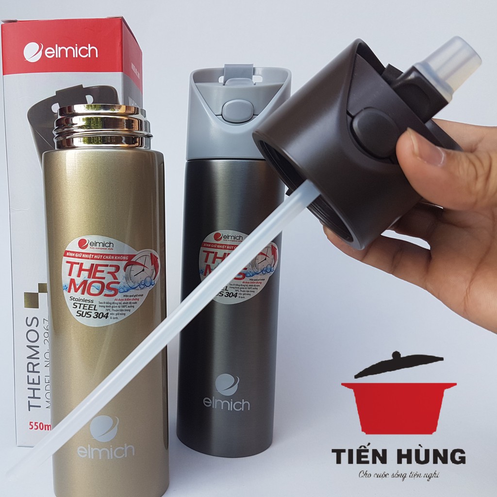 Bình giữ nhiệt Mini Cute Elmich inox 304 550ml có ống hút EL2967