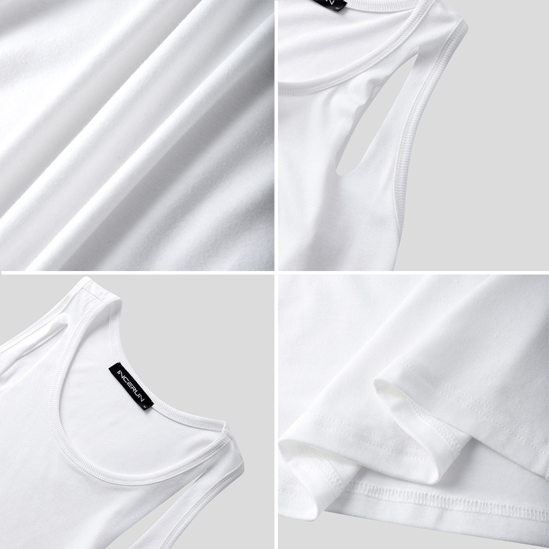 XMAN Áo tank top thể thao ôm dáng màu trơn khoét rỗng mùa hè cho nam