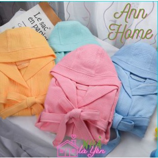 Áo choàng tắm bông và vải tổ ong cho bé,áo tắm thời trang có mũ mềm mại an toàn cho da bé  Annhome