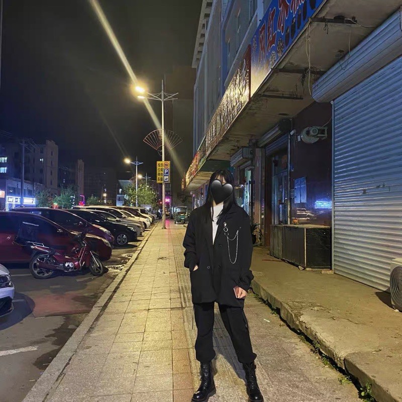 Áo Vest/ blazer đen dáng Oversized kèm dây xích siêu ngầu cho Nam và Nữ Ulzzang (ảnh thật) | BigBuy360 - bigbuy360.vn