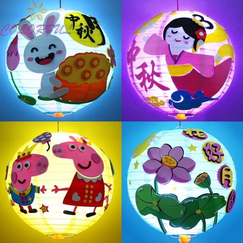 Lồng đèn trung thu 2022 tự dán sticker 3D sáng tạo