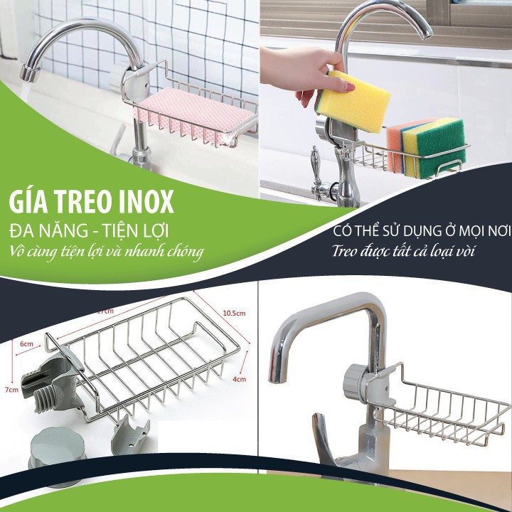 Kệ treo vòi để đồ rửa bát tiện ích, giá treo vòi rửa bát inox 304 cao cấp không gỉ