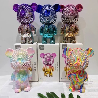 Quạt Cầm Tay Mini Hình Gấu Bearbrick, Quạt Tích Điện Decor Với 12 Màu Sắc