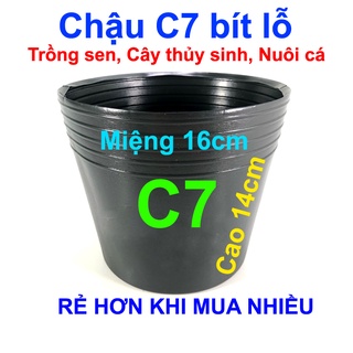 Chậu nhựa đen C7 bít lỗ Nuôi cá, Trồng sen, Trồng rau, Form Cá Guppy, Betta, Cá bảy màu