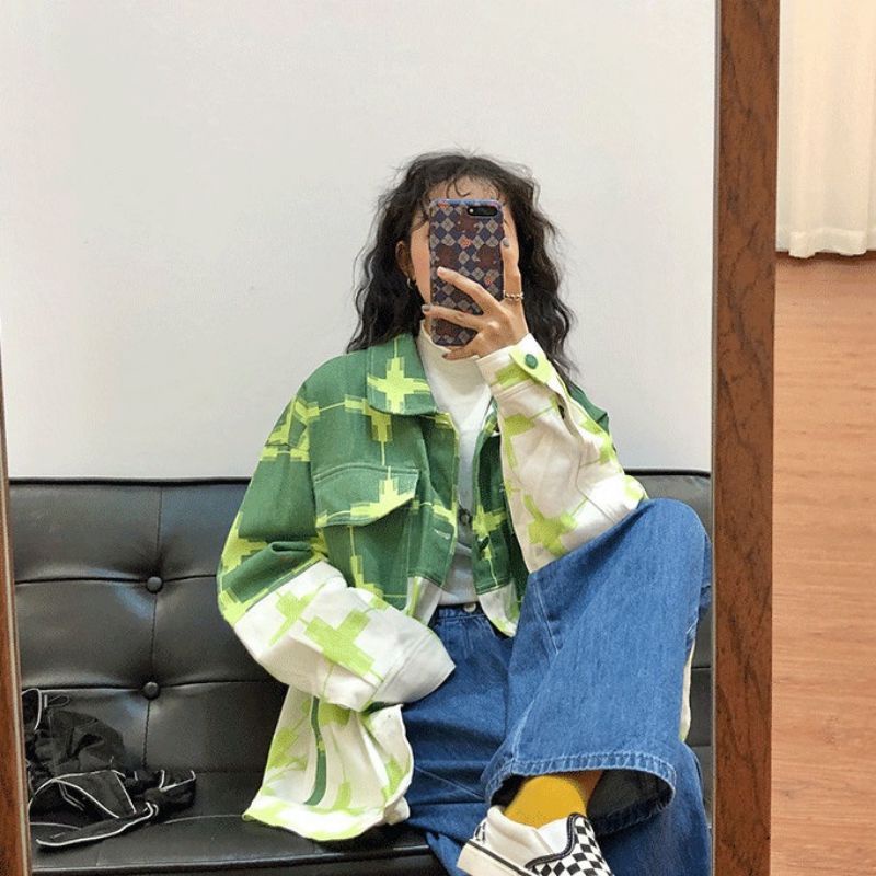 ÁO KHOÁC KAKI SIÊU NGẦU PHỐI MÀU XANH TRẮNG NAM NỮ UNISEX - Tie Dye Boutique 🌵