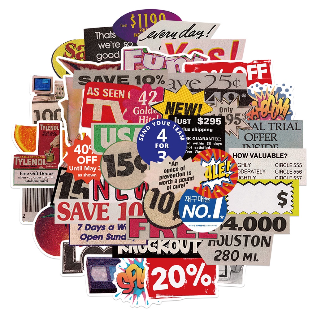 Set 50/25/10 Sticker Dán Trang Trí Điện Thoại/Laptop/Va Li Phong Cách Punk