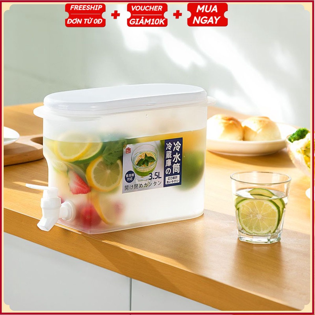 PVN31403 Bình đựng nước /chanh/detox có vòi cao cấp 3.5L để trong tủ lạnh uống siêu mát T2