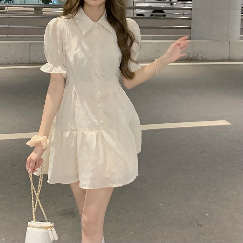 Váy Thiết Kế Cao Cấp, Đầm Thiết Kế Sang Chảnh, Váy Ngắn Hot Girl Tay Bồng - Eo Thon - Cổ Bẻ | BigBuy360 - bigbuy360.vn