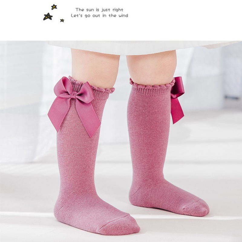 Vớ Dài Đính Nơ Màu Sắc Ngọt Ngào Thời Trang Xuân Thu Cho Bé Gái