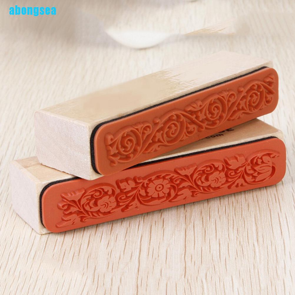 Abongsea NEW Wooden Rubber Flower Lace Stamp Floral Seal Scrapbook Handwrite Wedding Craft For Decoration