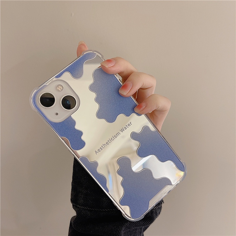 Ốp lưng iphone Ốp Điện Thoại Tráng Gương Màu Xanh Dương Gradient Cho Iphone 11 promax 6 6S plus 7 7plus 8 8plus x xr xs 11 12 13 pro max 7plus 8plus x xr xs 11 12 13 pro max Dinuo case