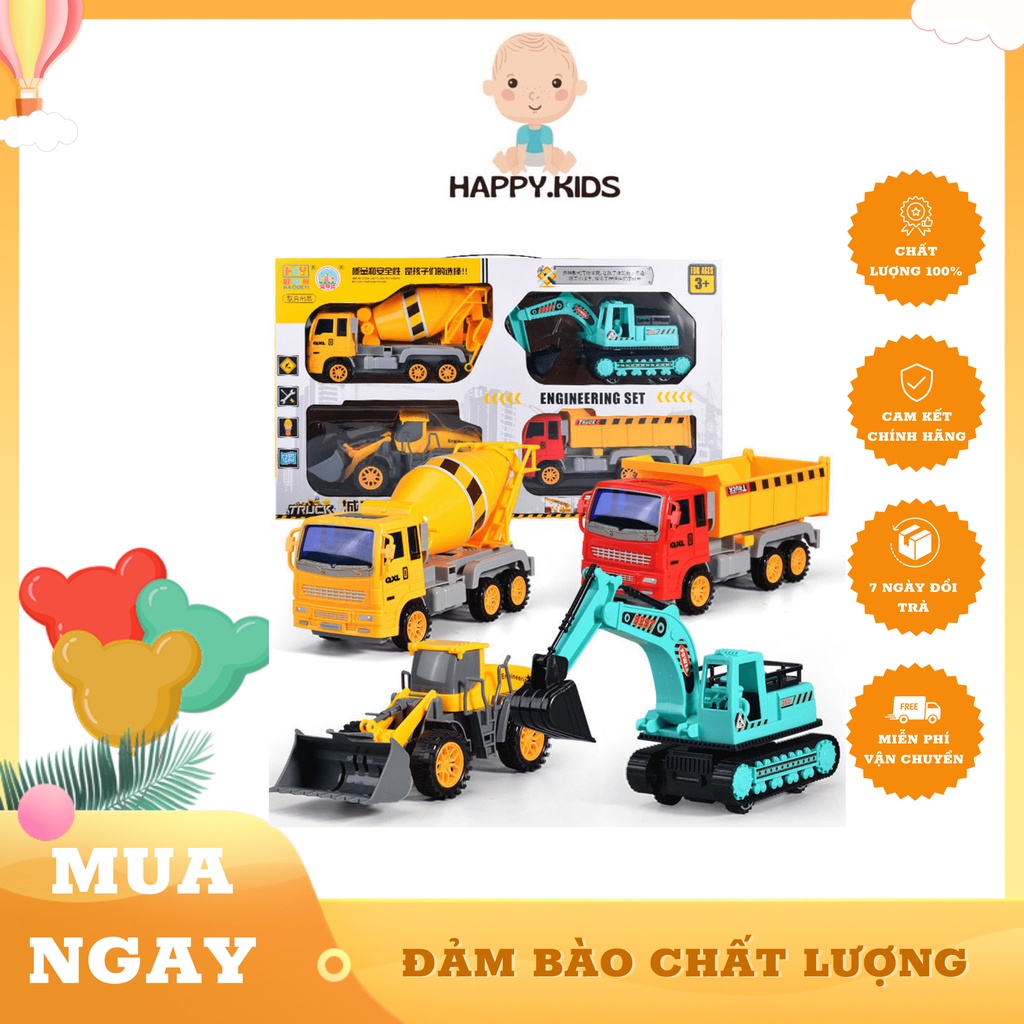 Bộ Đồ chơi 6 ô tô xe tải,xe công trình xây dựng cỡ lớn trẻ em