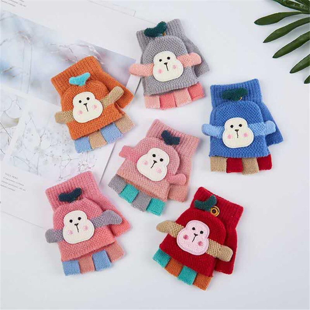 Găng Tay Dệt Kim Hở Ngón Họa Tiết Hoạt Hình Dễ Thương Cho Bé Ốp