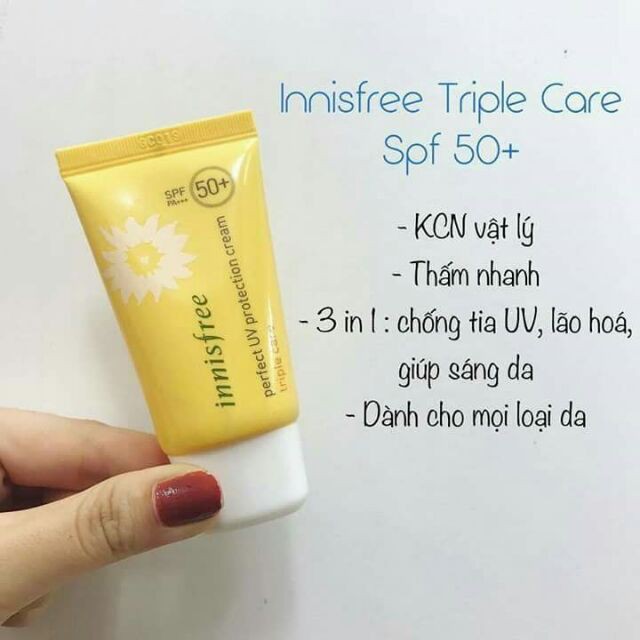 Kem Chống Nắng Innisfree Triple Care SPF 50+ 50ml