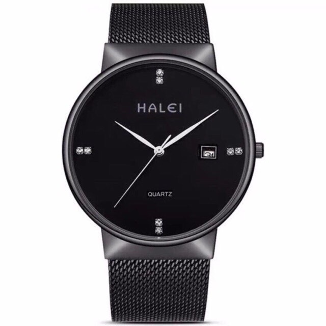 Đồng hồ cặp đôi dây thép lụa Halei Black