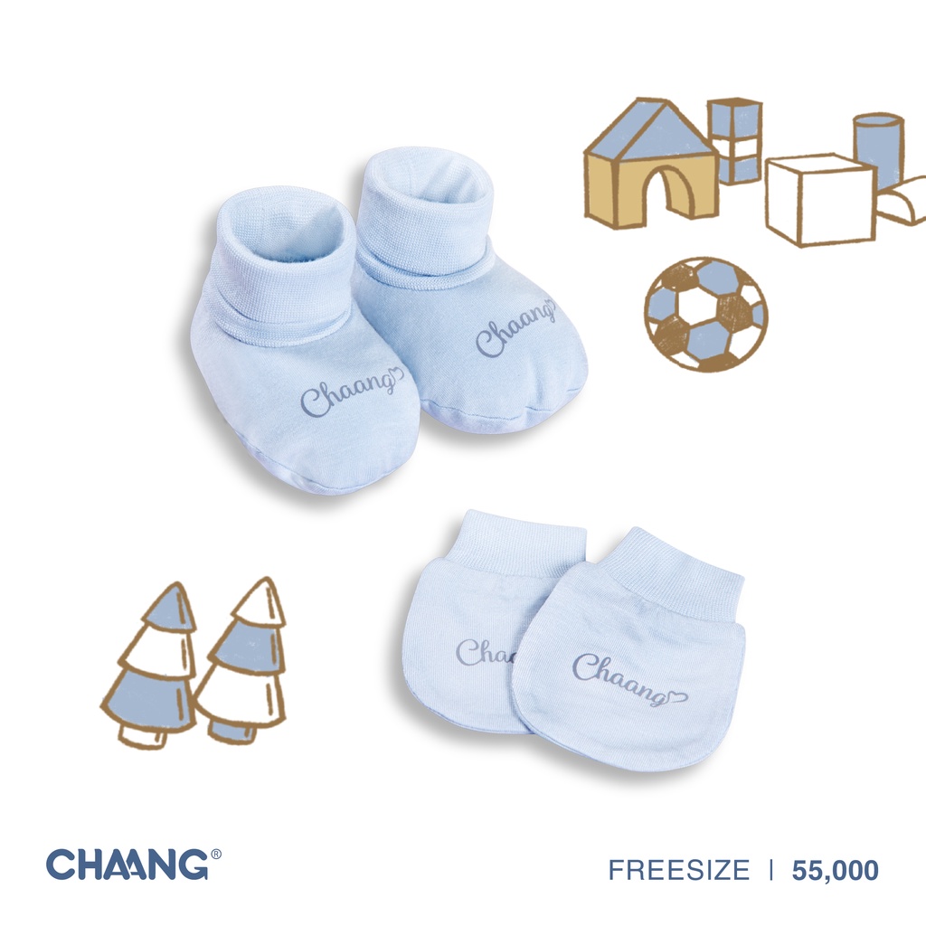 [CHAANG] Set Bao Tay Bao Chân Active Kẻ Xanh Cho Bé Chaang