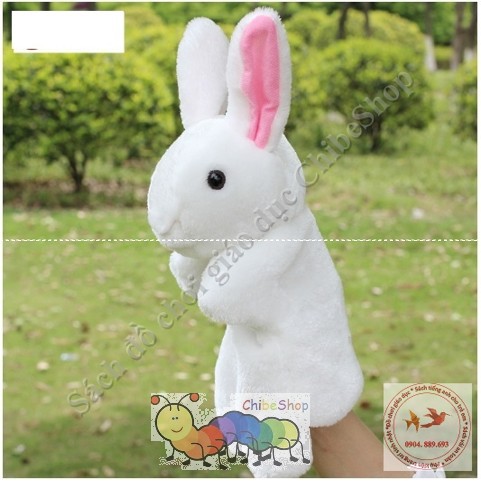 Rối bàn tay hình các con vật - hình con thỏ trắng