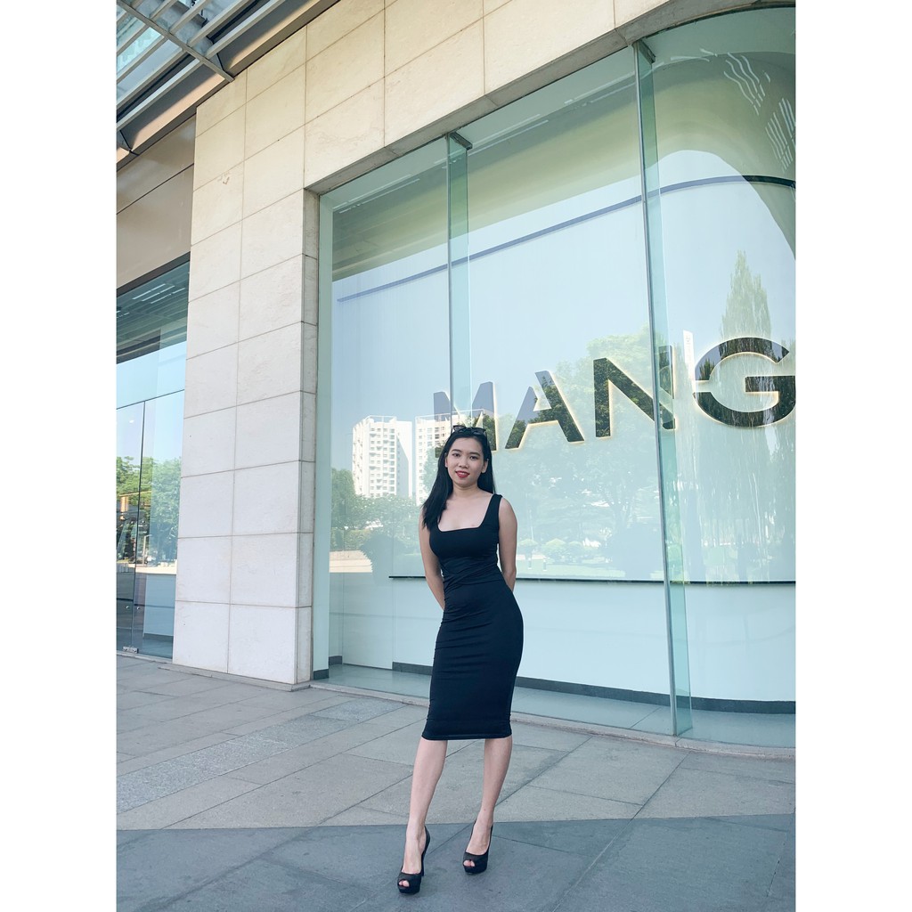 Đầm Thun Ôm Body Duly Clothing Cổ Vuông Xoắn Eo Đi làm Đi Chơi