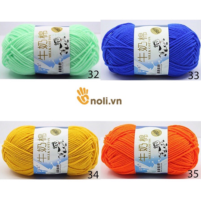 Len milk bò 50g mềm mịn, tơi xốp, nhiều màu dành cho người mới bắt đầu học đan móc khăn áo, thú bông, túi xách (24-51)