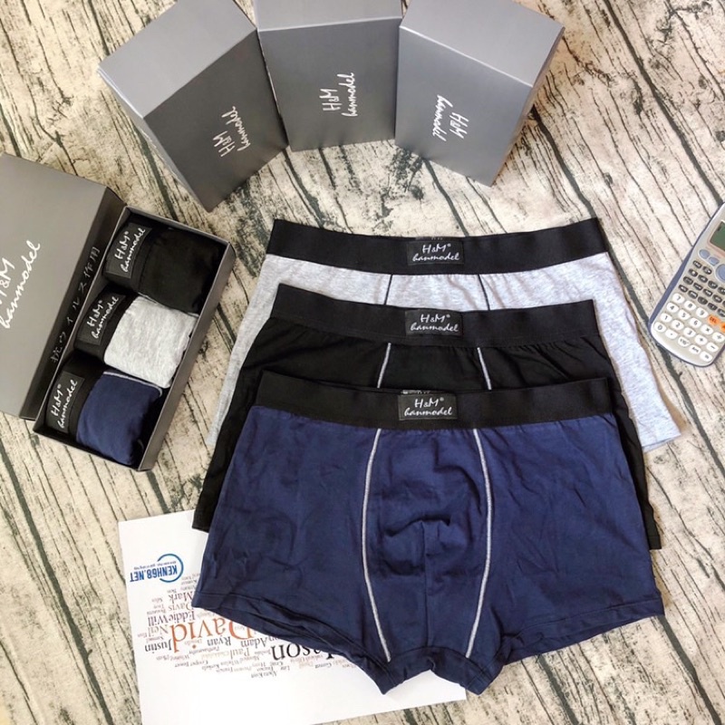 Hộp 3 chiếc quần sịp đùi HM handmode vải cotton siêu thấm mồ hôi 999