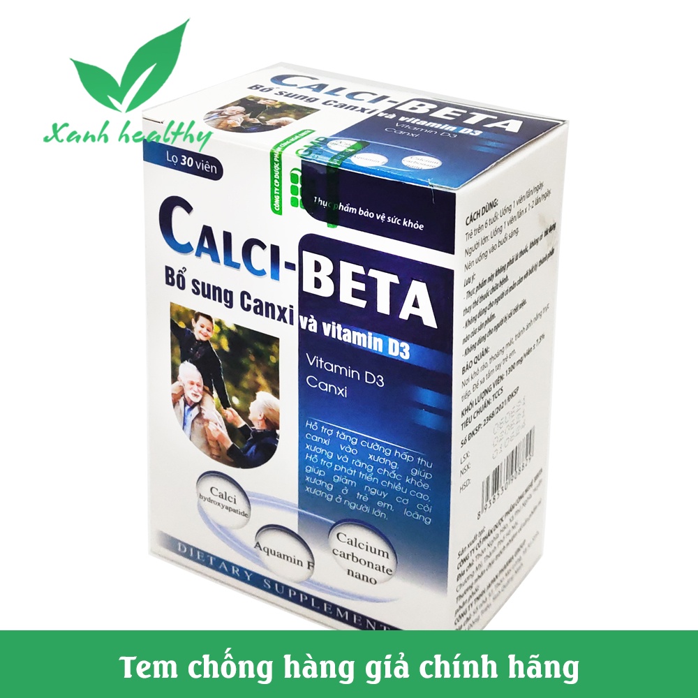 Viên Uống Canxi, CALCI BETA bổ sung Vitamin D3, Vitamin K2 Aquamin F Phát triển hệ xương, chắc khỏe xương