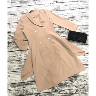 Váy Xoè Tay Dài Cổ Vest