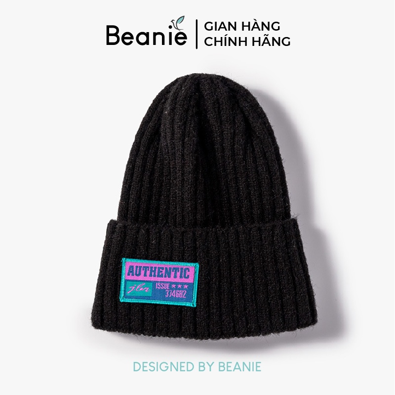 Mũ Len Dài BEANIE Hàn Quốc Thêu Chữ Authentic NhiềU Màu, Nón Len ThờI Trang Nam Nữ Đệt Kim Cao Cấp B015