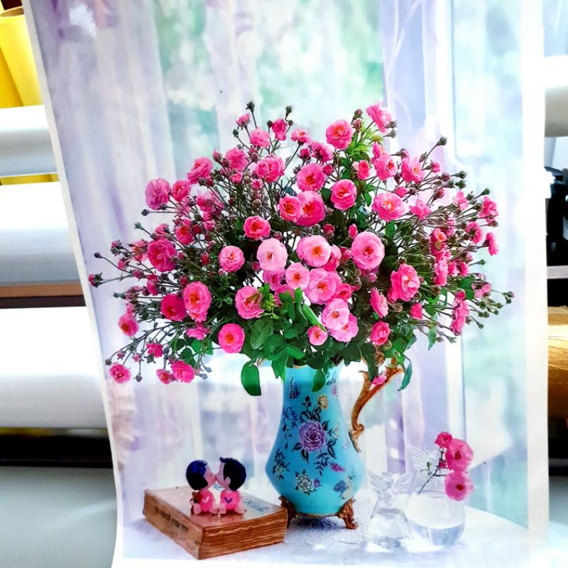 TRANH DÁN TƯỜNG 3D LỌ HOA ĐẸP LH17- TRANH HOA HỒNG TRẮNG ĐẸP - YAN SHOP