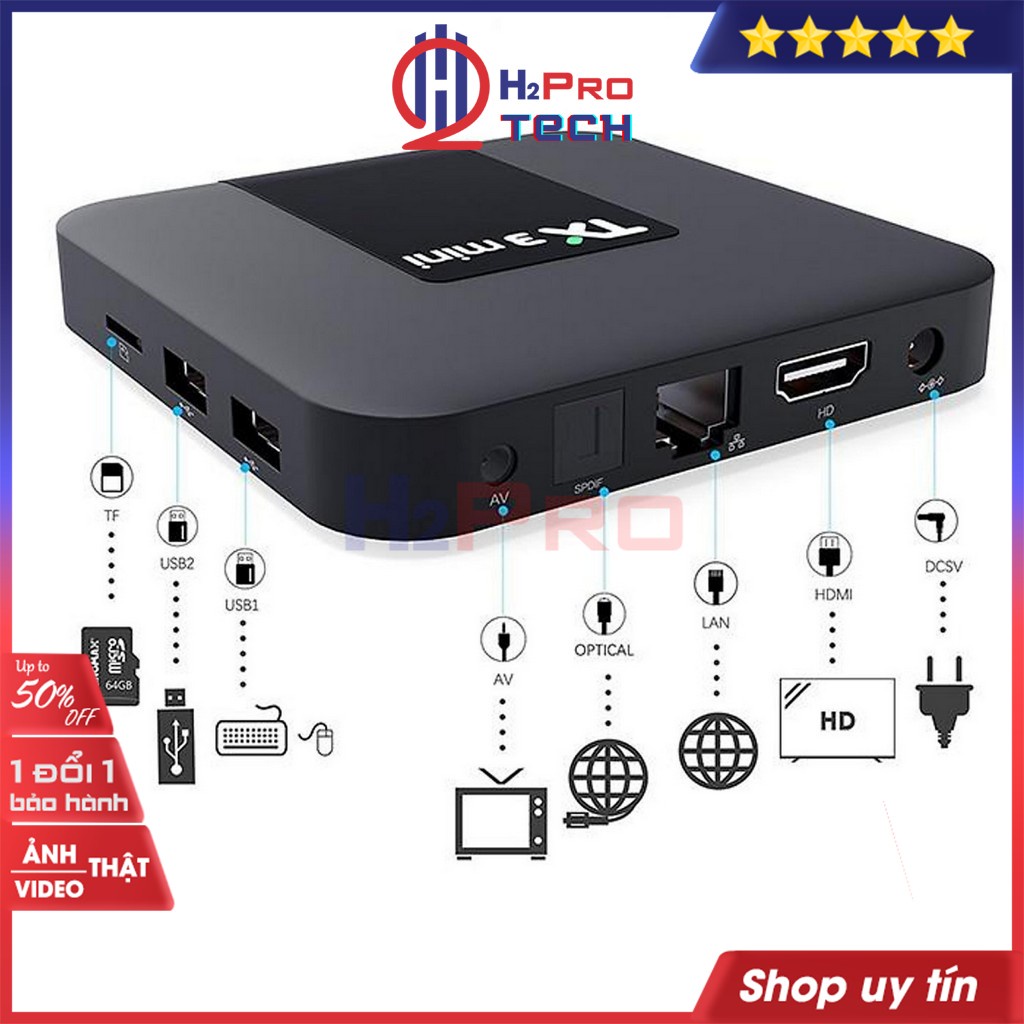 Android Tv Box Tx3 Mini Plus 2022, Đầu Smart Box Tivi Cao Cấp Amlogic S905W2, Ram 2G, Rom 16G (Tặng Pin 10K)-H2Pro Tech