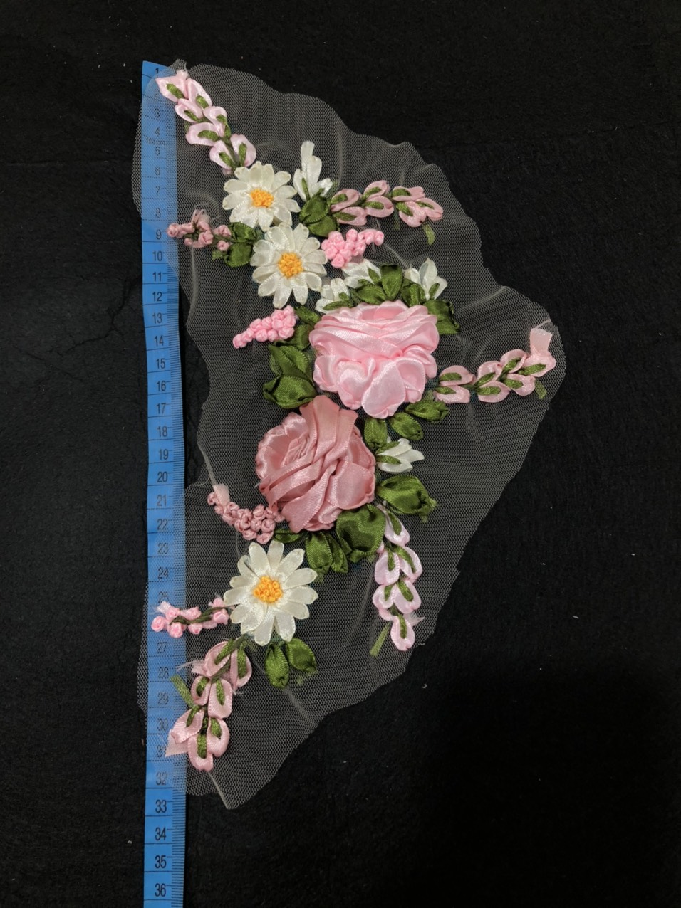 [Ảnh thật] [Có sẵn] hoa ruy băng 2 hoa hồng xinh xắn 35cm