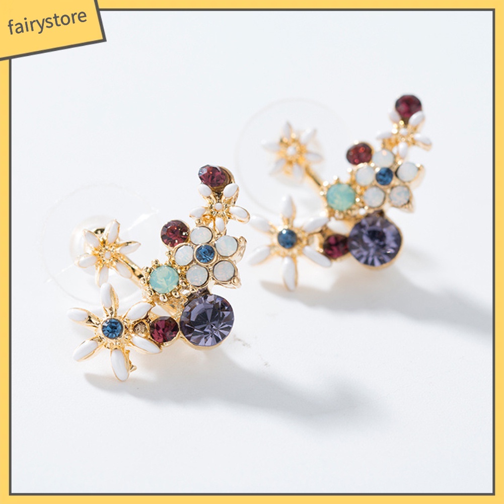 Khuyên Tai Hoa Đính Đá Pha Lê Nhiều Màu độc đáo