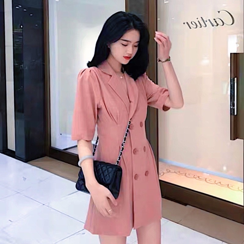 Đầm váy cổ vest thanh lịch 4 màu