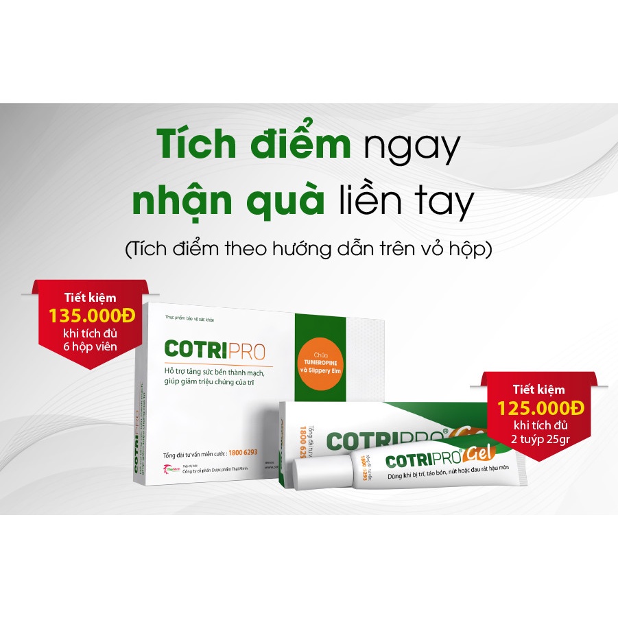 Tuýp CotriPro Gel Thái Minh - Dùng khi bị trĩ, táo bón và rát hậu môn - 10g và 25g