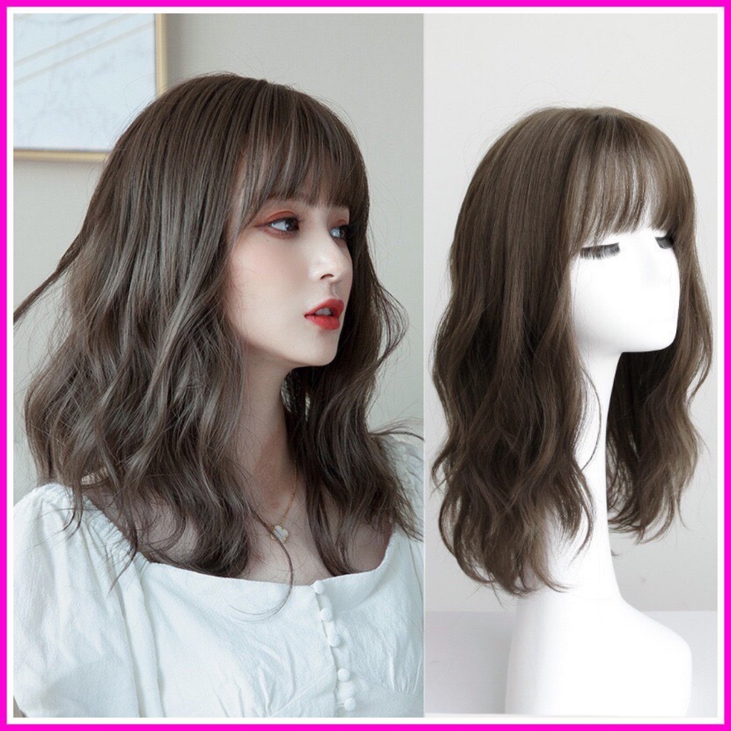 Bộ Tóc Giả Ngắn Gợn Sóng Mặt Tròn micro-curly Thời Tranglu04
