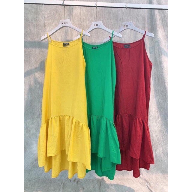 Váy maxi đi biển 2 dây đuôi cá vạt 3 màu chất đũi | BigBuy360 - bigbuy360.vn