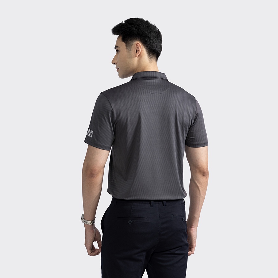 Áo Thun Polo Ngắn Tay Có Cổ Bẻ ARISTINO APS041S2 Phông Nam màu xám họa tiết chìm dáng suông vải Polyester thể thao