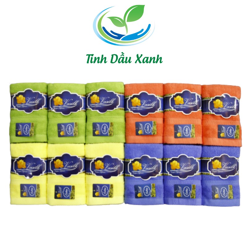 Khăn mặt cao cấp Tinh Dầu Xanh 100% chất liệu cotton vasilk kích thước 28 x40 cm