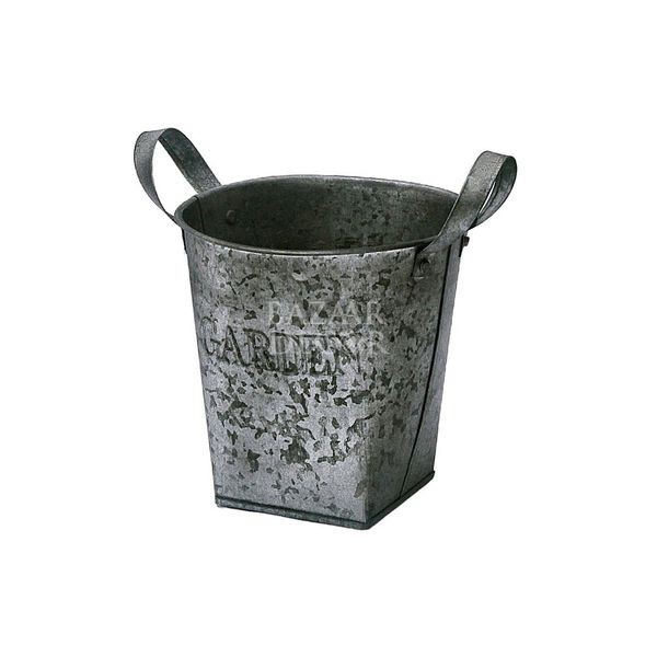 Chậu nhôm Garden xám đậm có quai M | 18x18cm
