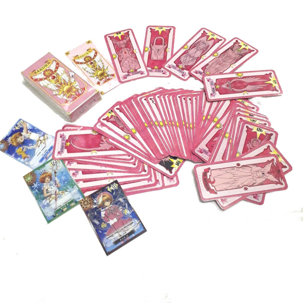 Thẻ Bài Clow Card  - SAKURA 56 lá bài  (2 màu Hồng -Nâu) Kèm bài dịch Tiếng Việt